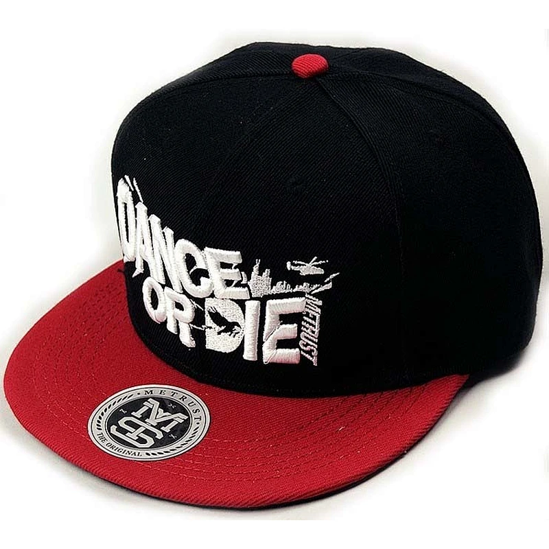 White 3D Embroidery Fitted Baseball Hats With Red Peak And White Sticke