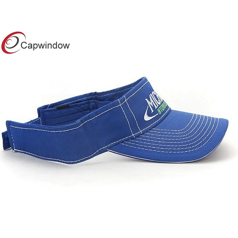 Contrusting Thread Tennis Sun Visor With Flat Embroidery On Closure