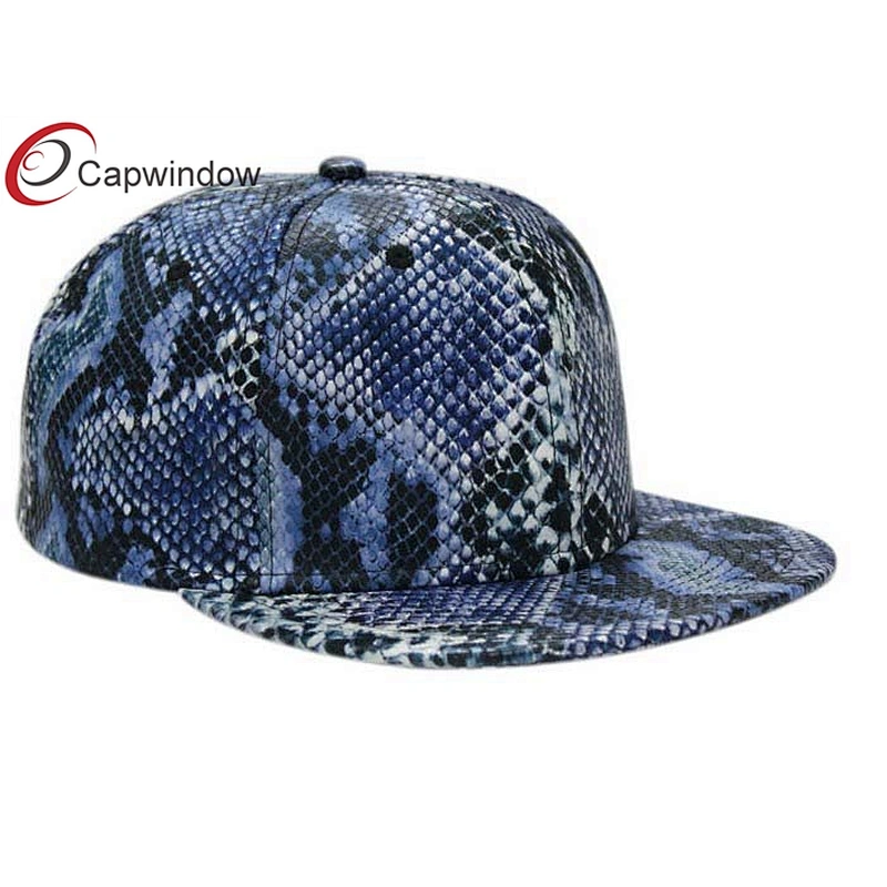Snak Skin Leather Custom Strapback Hats With Velcro Closure