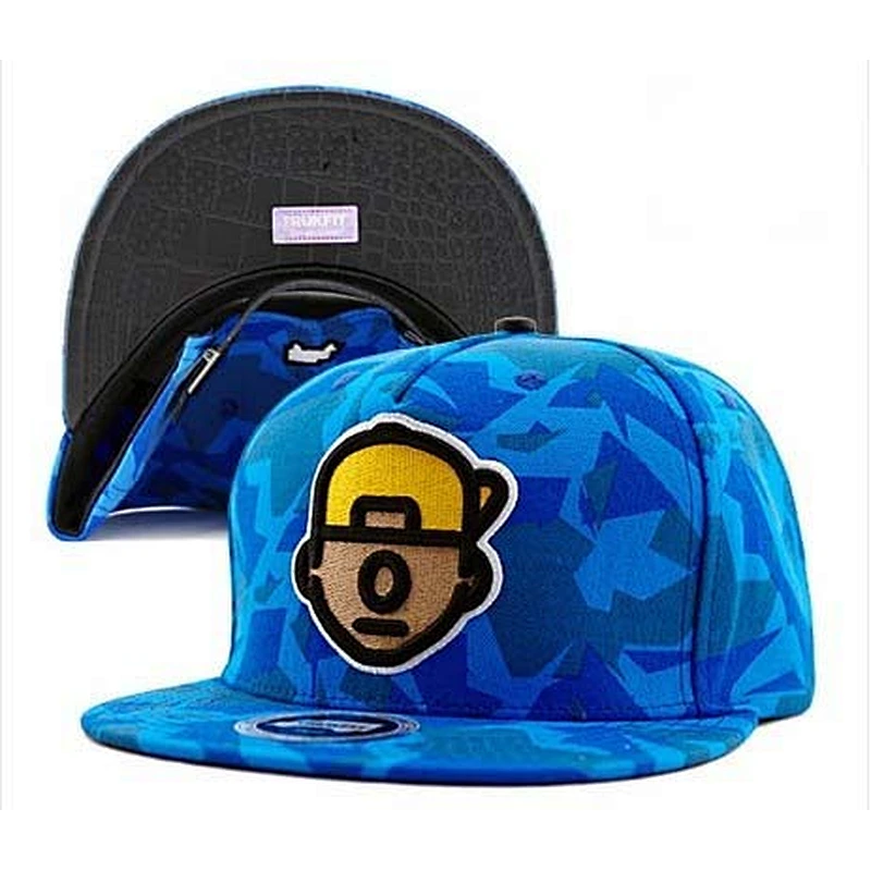 Blue Irregular Figure Pattern Printing Childrens Baseball Caps With 3D Logo
