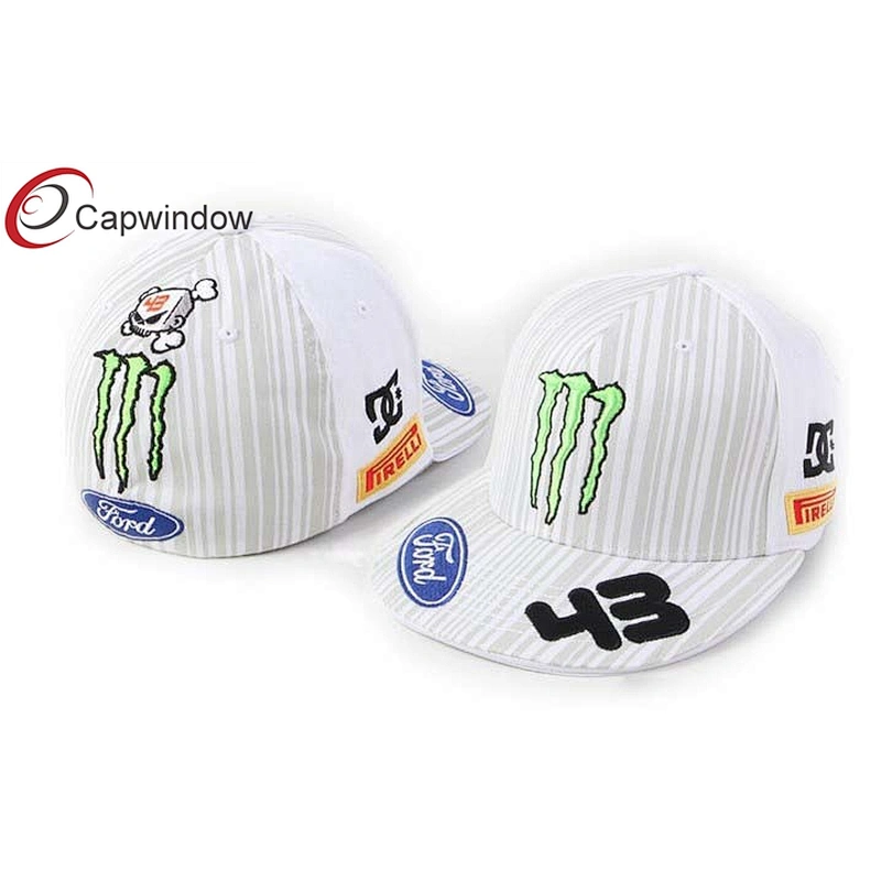 Ford And 43 Embroidery On Peak Racing Baseball Caps With Elastic Fitted Sweatband