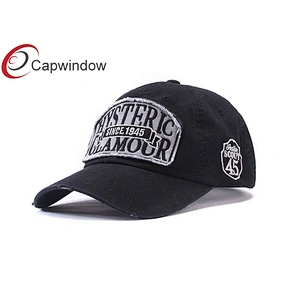 Stone Washed Cotton Baseball Caps With Application Embroidery