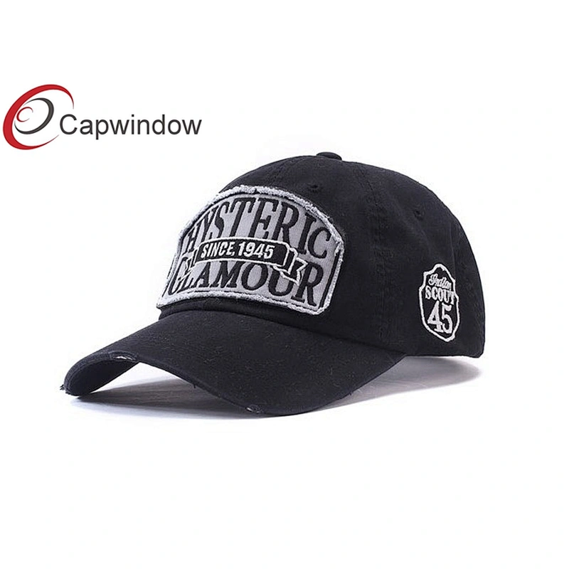 Stone Washed Cotton Baseball Caps With Application Embroidery
