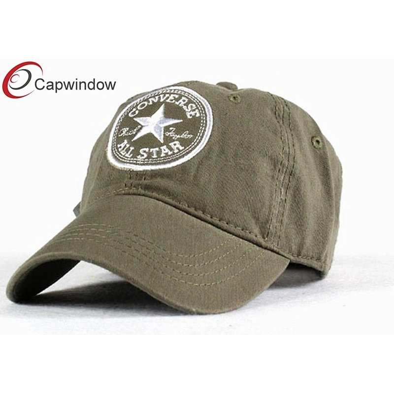 Heavy Brushed Golf Baseball Hats With GLAMOUR Washed Applic Embroidery