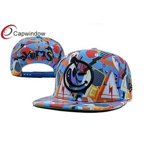 Allover Triangle Printed Custom Strapback Cap With Plastic Hole Closure