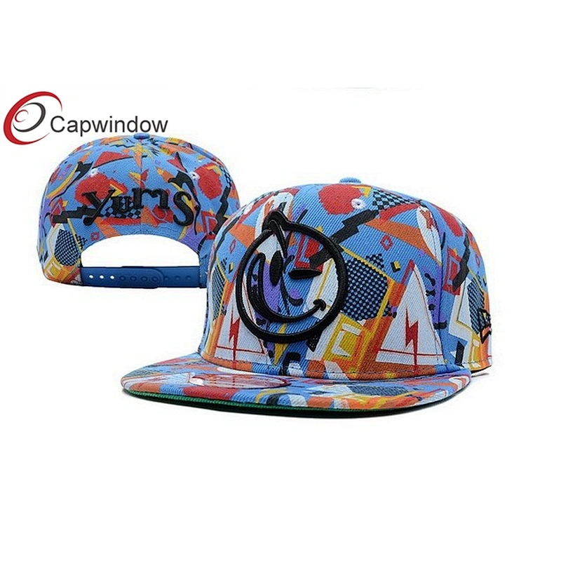 Allover Triangle Printed Custom Strapback Cap With Plastic Hole Closure