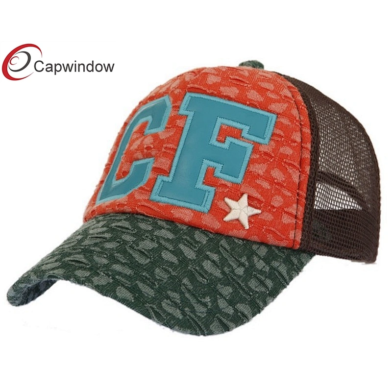 CF Patching Embroidery Trucker Mesh Caps With A Leather Strap Closure