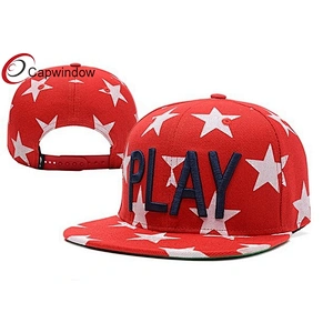 Allover Printed Star Wool Baseball Caps With White 3D Embroidery