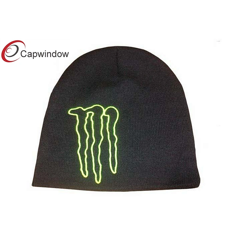 100% Acrylic Beanie Winter Hats With Flat Embroidery Logo On Front