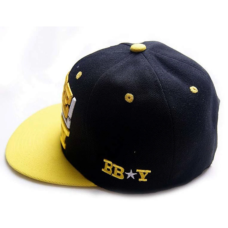 Yellow Ture 3D Embroidery Flat Brim Baseball Hats With Yellow Peak