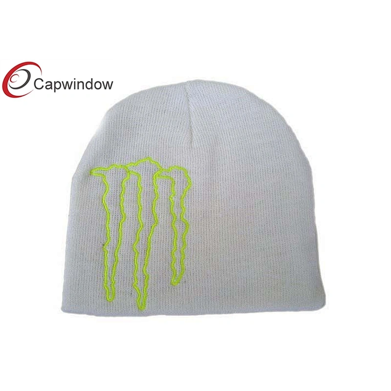 100% Acrylic Beanie Winter Hats With Flat Embroidery Logo On Front