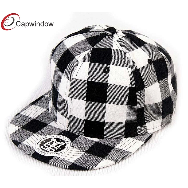 Red Checks Brushed Wool Baseball Caps With A Sticker On Peak