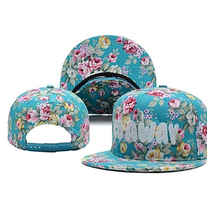 Allover Floral Printed Custom Strapback Cap With Plastic Hole Closure