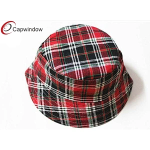 Women`s Classical Red Checks Pattern Printing Fisherman Bucket Hat