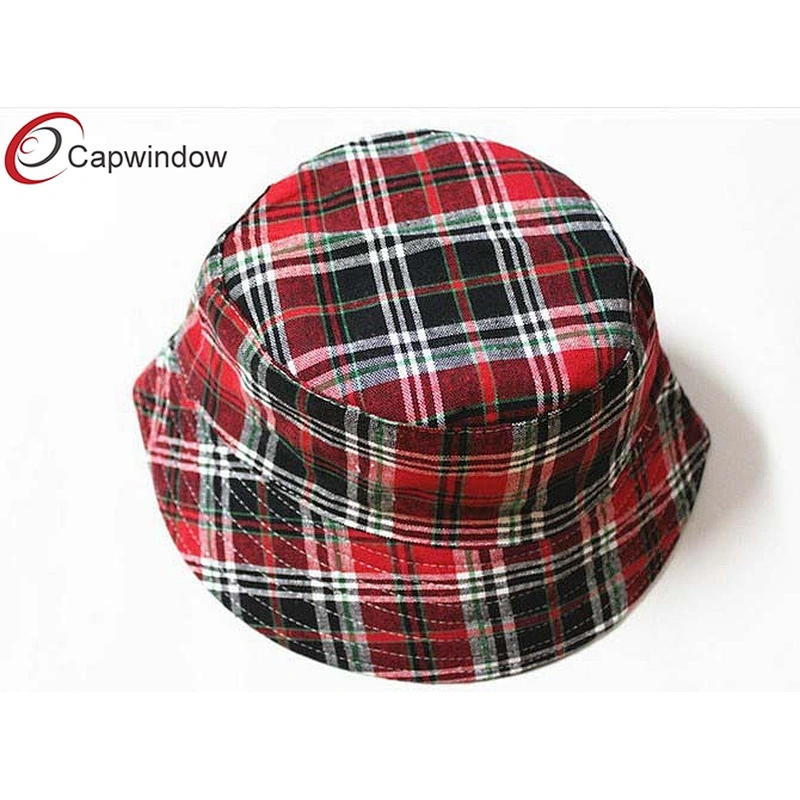 Women`s Classical Red Checks Pattern Printing Fisherman Bucket Hat