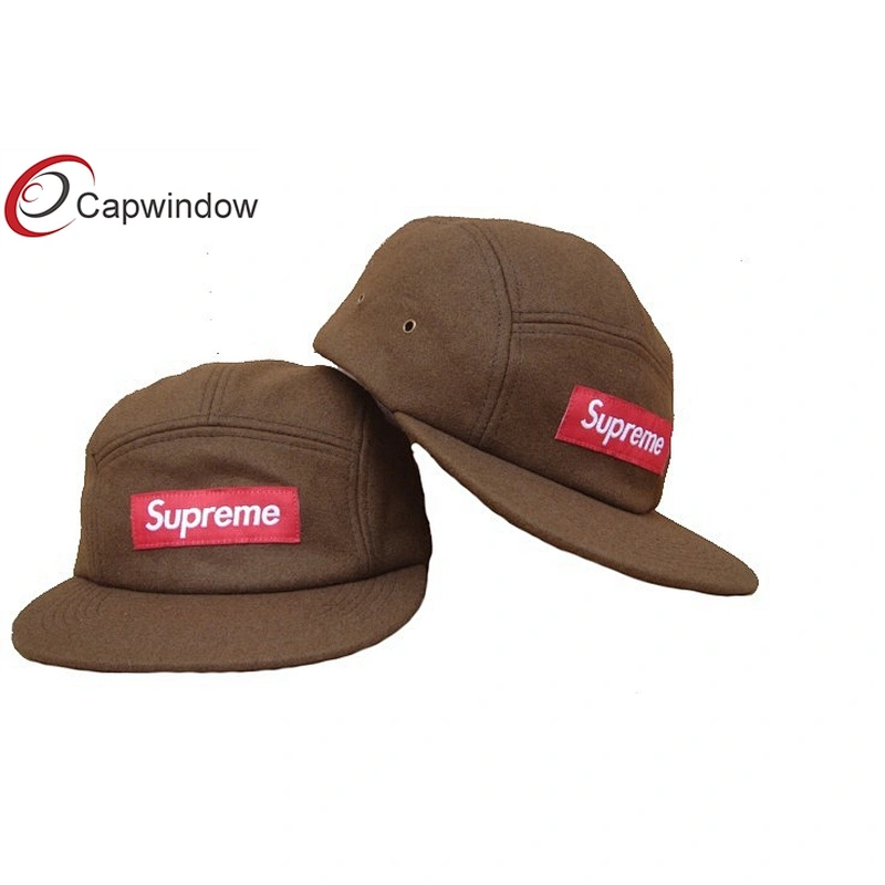 Grey Worsted Wool Baseball Caps With Woven Label On Front