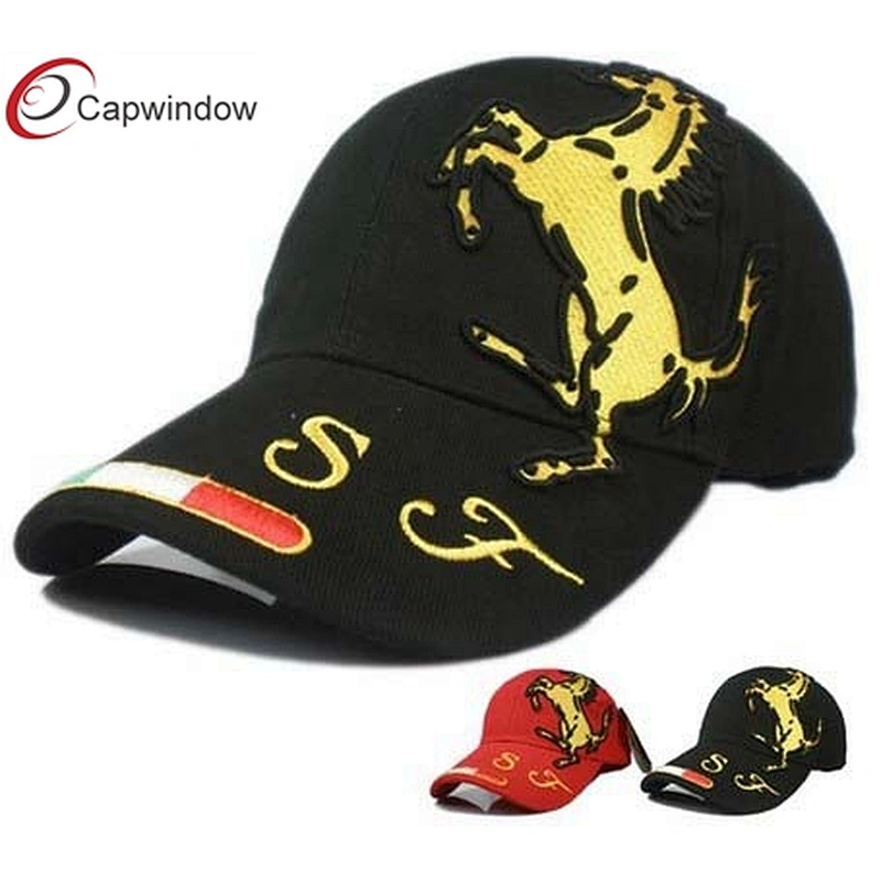 F1 Horse 3D Embroidery Black Racing Baseball Caps With Metal Buckle Closure