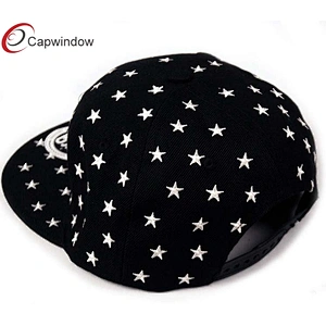 100% Wool Baseball Caps With Allover White 3D Star Embroidery