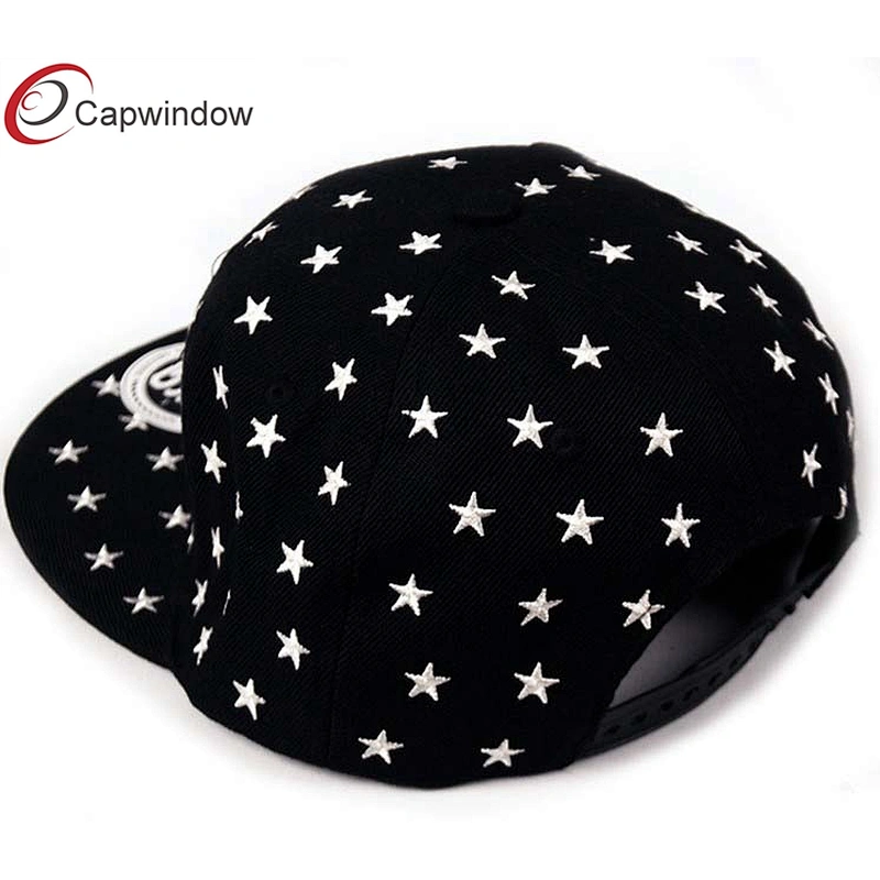 100% Wool Baseball Caps With Allover White 3D Star Embroidery