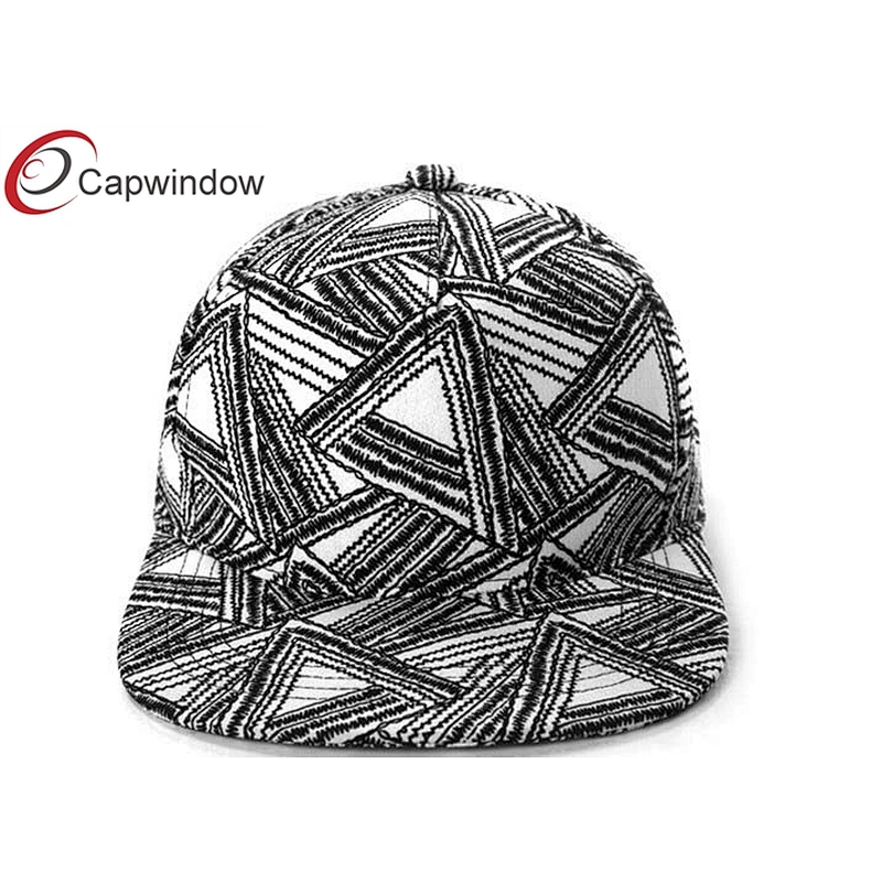 Black Triangle Pattern Printing Hip Hop Baseball Caps With 3D Embroidery On Back