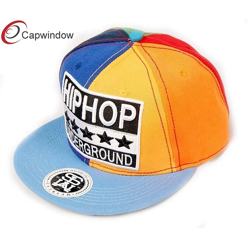 6 Panel In Different Color Flat Brim Baseball Hats With 3D Embroidery