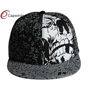 Allover White Printing Fitted Baseball Hats With Elastic Sweatband