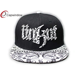 Black Amoeba Pattern Printing Hip Hop Baseball Caps With 3D Embroidery On Crown