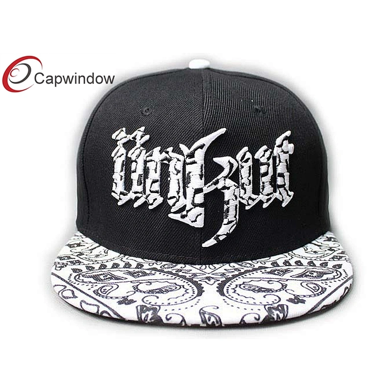 Black Amoeba Pattern Printing Hip Hop Baseball Caps With 3D Embroidery On Crown