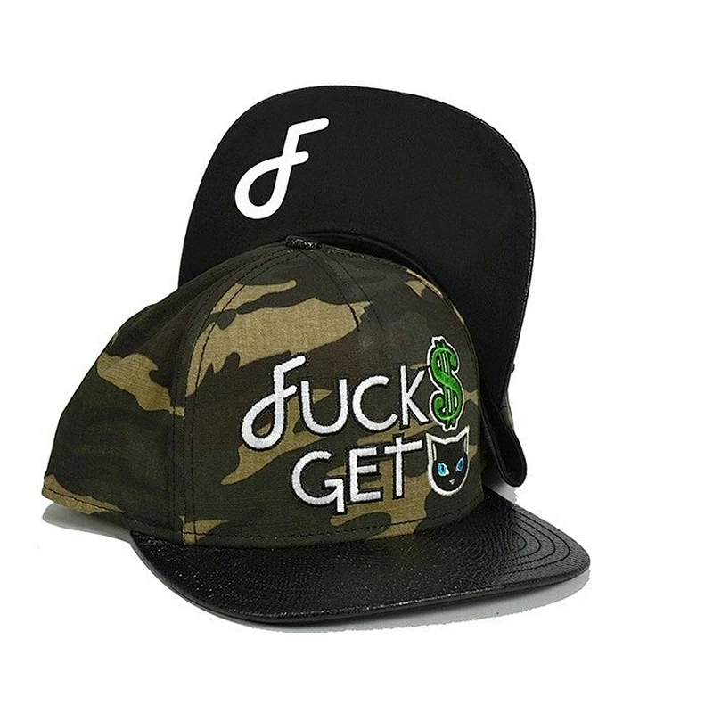 Heavy Brushed Cotton Custom Strapback Cap With PVC Leather Peak