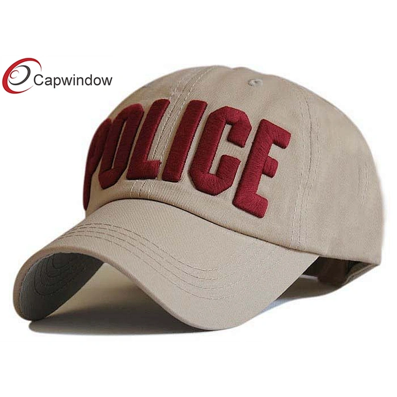 Police 3D Embroidery Cotton Baseball Caps With Stone Washed Fabric