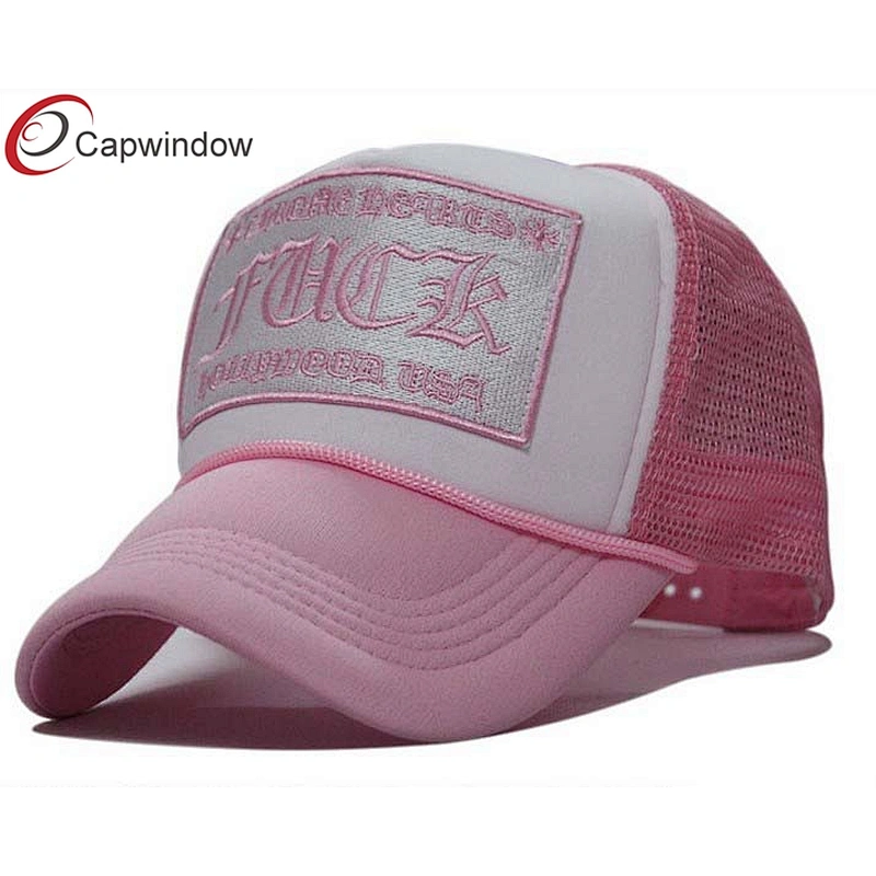 Flat Embroidery Trucker Mesh Caps With A Plastic Double Snap Button Closure