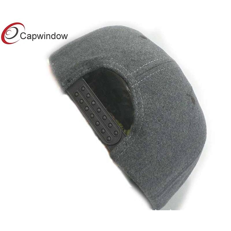 Dark Grey Felf Wool Baseball Caps With Application Embroidery On Front