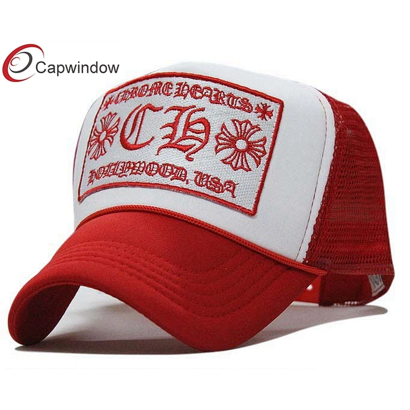 Flat Embroidery Trucker Mesh Caps With A Plastic Double Snap Button Closure