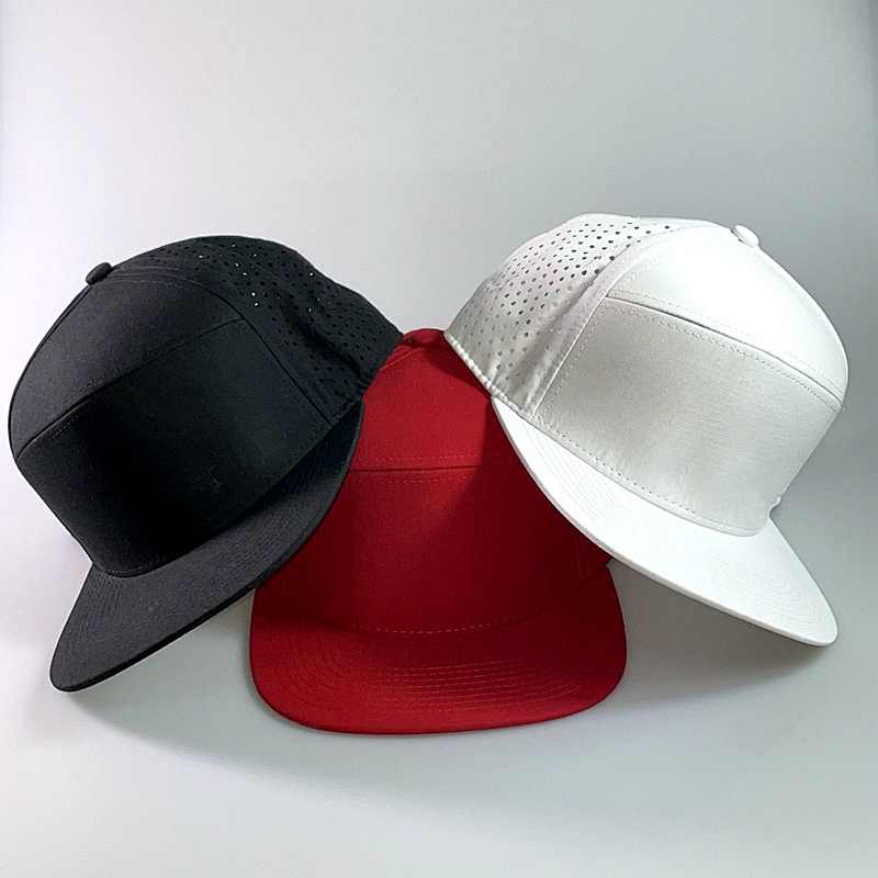 Wholesale 5  Panel Polyester Quick Dry Fit Snapback Cap Hat Sports Gorras-al-por-mayor  Gorra Hombre Caps with Laser Holes