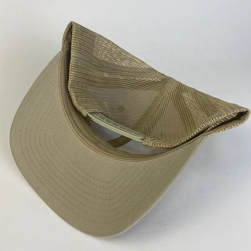Custom High Quality Men Polyester Cap 6 Panel Plain Structured Slightly Curved Brim Mesh Snapback Trucker Hat