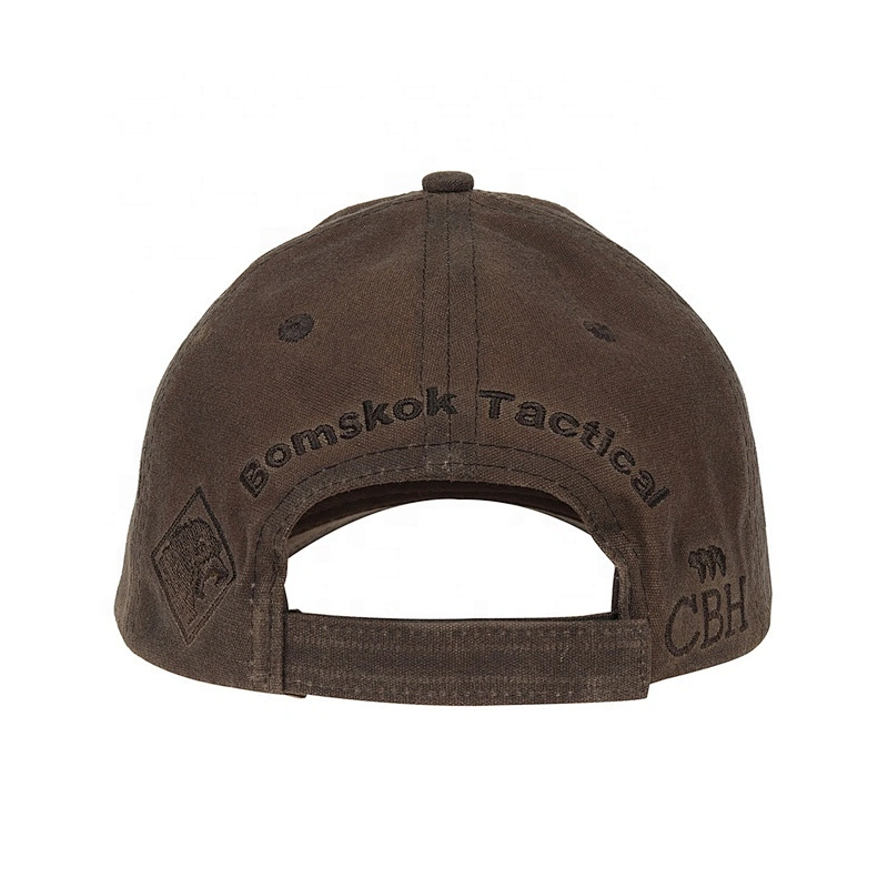 2021 New Designed Wholesale Sports Custom Oilskin Chocolate Brown Baseball Cap Canvas Cotton Dad Hat