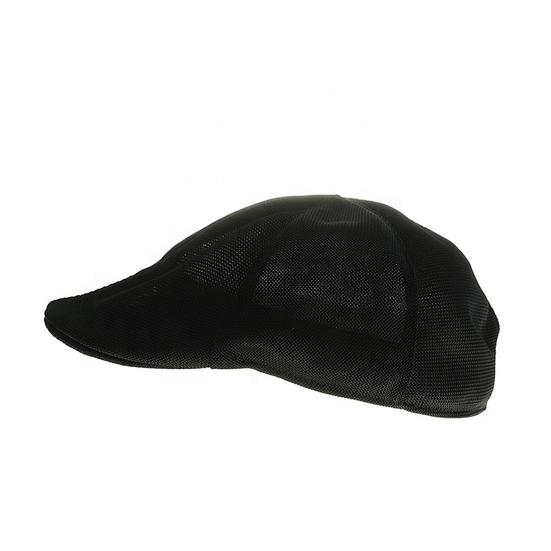 Black Wholesale Ivy Mesh Cap Flat Beret Customized Designer Outdoor Hat Breathable Peaked Hat Cap for Men