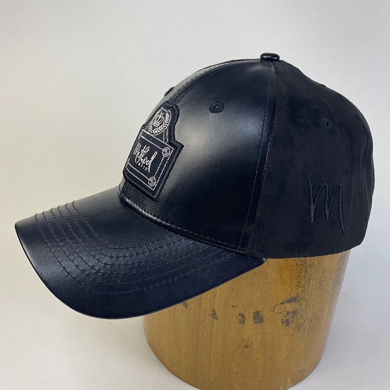 New Fashion Custom 6 Panel PU Leather Hat Suede Baseball Cap for Men and Adults