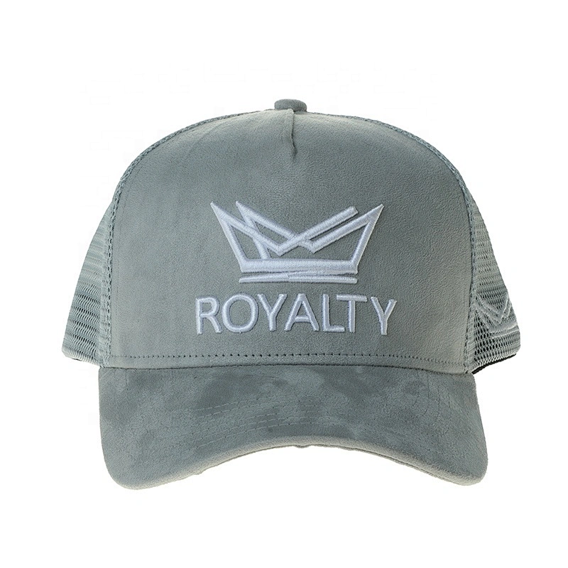 2021 Wholesale Customized Embroidery Suede Velvet Velour 5 Panel Snap Back Trucker Mesh Hat Sports Caps