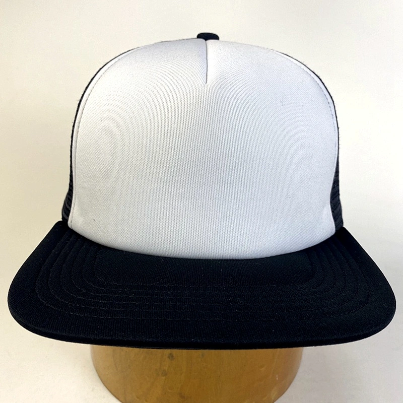 Wholesale blank black Trucker Cap Flat Brim Foam Mesh Hat for Adults