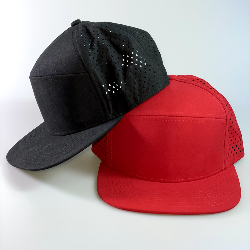 Wholesale 5  Panel Polyester Quick Dry Fit Snapback Cap Hat Sports Gorras-al-por-mayor  Gorra Hombre Caps with Laser Holes