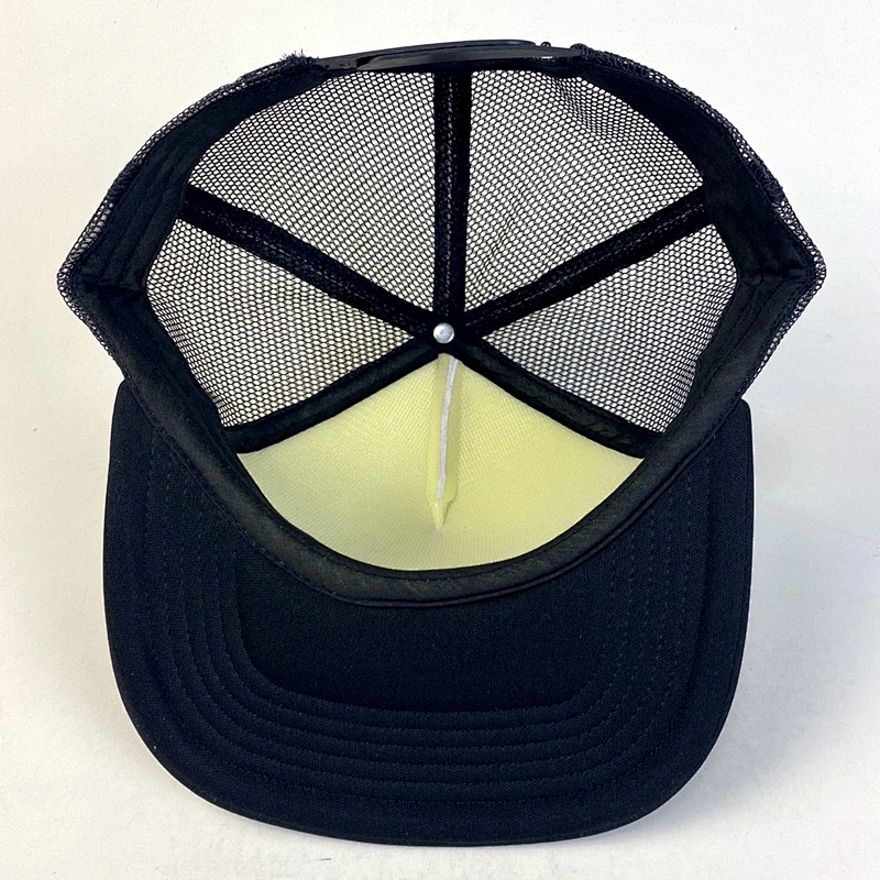 Wholesale blank black Trucker Cap Flat Brim Foam Mesh Hat for Adults
