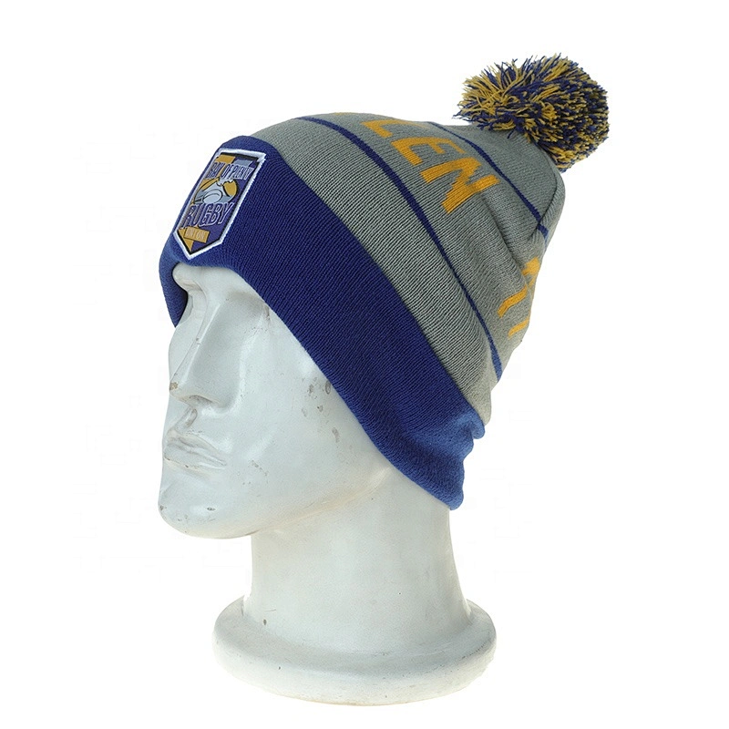 New Fashion Style Winter Beanie Cap With Embroidered Logo And Pompom