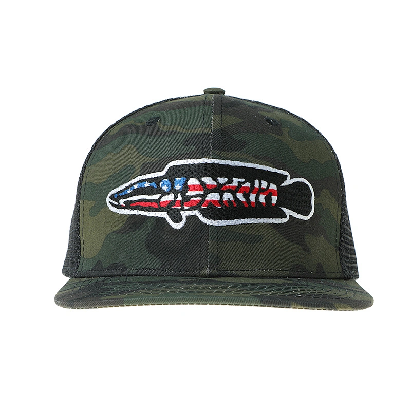 New 6 Panel Snapback Hats 100% Cotton Camouflage Wholesale Trucker Cap with Custom Embroidered Logo