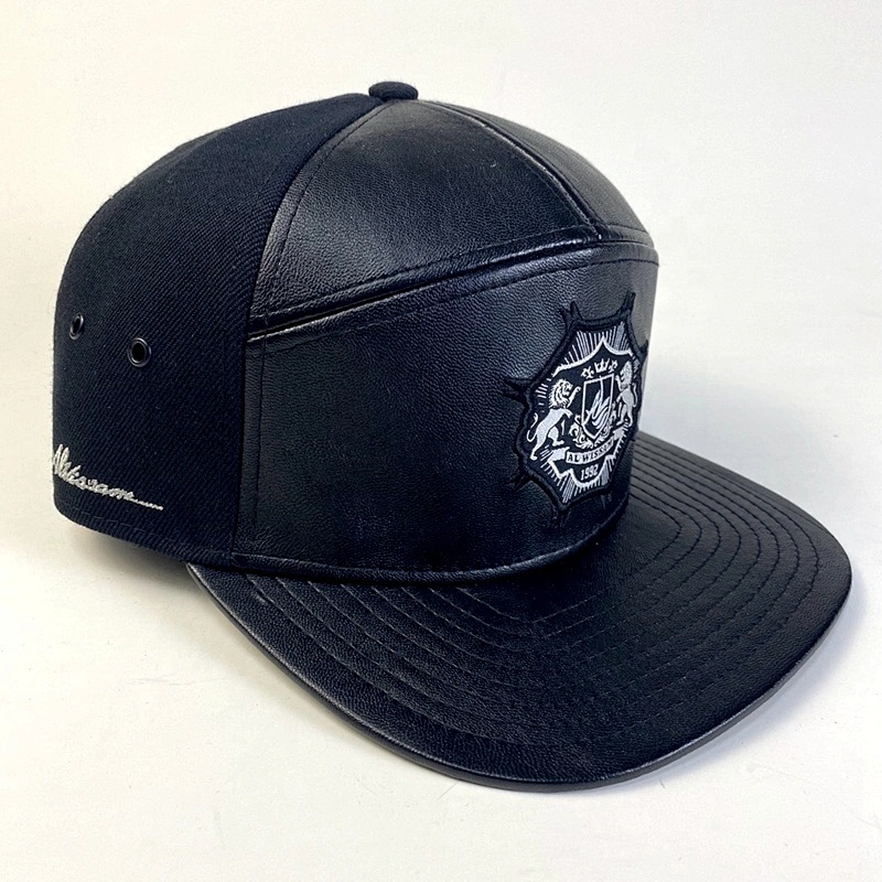 Capwindow 7 Panel PU Leather Snapback Hat Fashion Promotion Cap