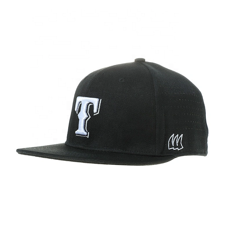 Black Custom Your Own Logo  Quality Flexiable Hat 3D Embroidery Sports Hip Hop Men Fitted Cap