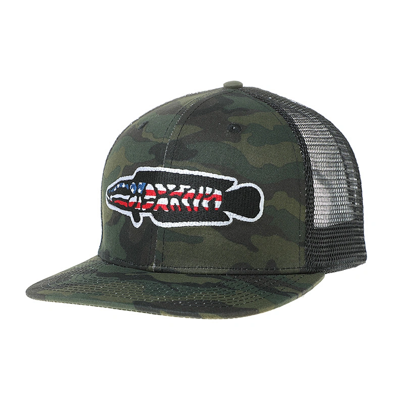 New 6 Panel Snapback Hats 100% Cotton Camouflage Wholesale Trucker Cap with Custom Embroidered Logo