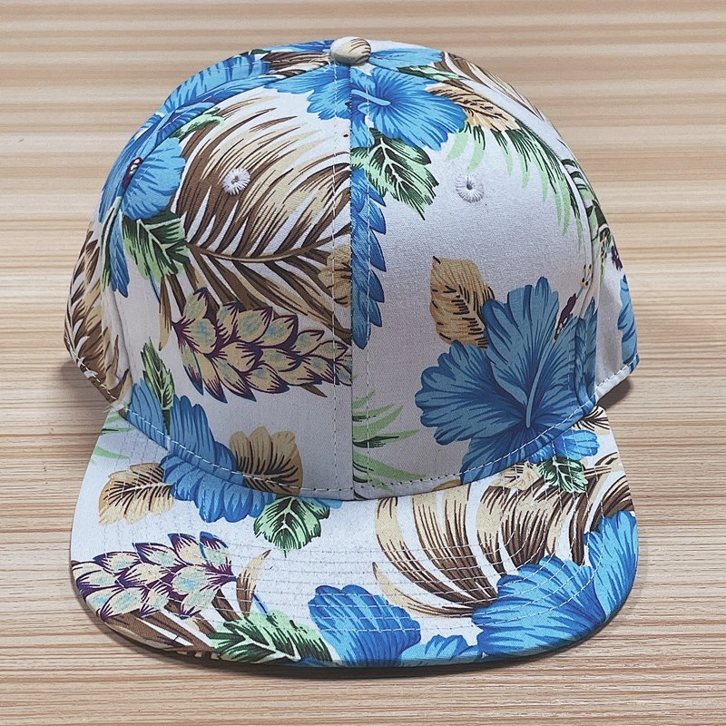 Wholesale Premium Blank Floral Flat Bill Hat Plain Caps for Printing Summer Hawaii Cap Beach Sports Snapback Hat for Sublimation