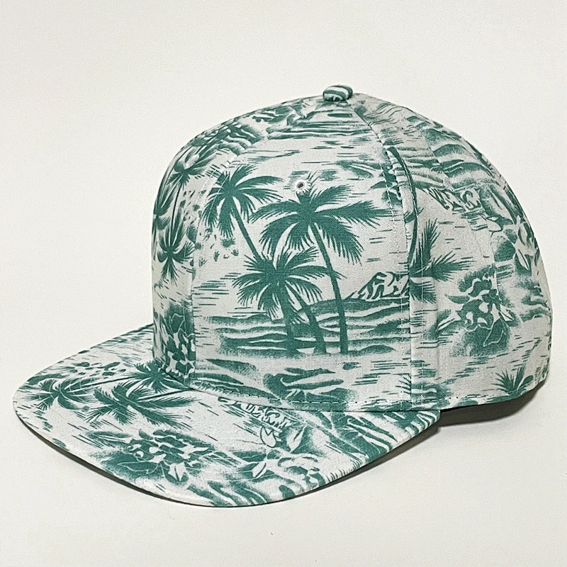 Custom Design Wholesale Flat Bill Tropical Floral Snapback Hats Sports Embroidery Logo Caps with Hawaiian Printing Pattern