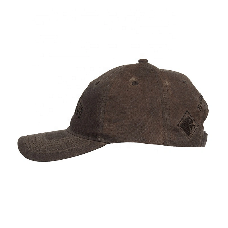 2021 New Designed Wholesale Sports Custom Oilskin Chocolate Brown Baseball Cap Canvas Cotton Dad Hat
